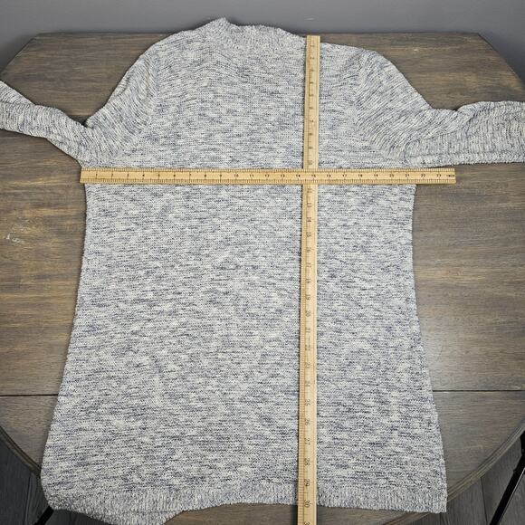 Loft Womens Long Sleeve Blue Metallic Grey Open Front Knit Cardigan Size Large - Picture 10 of 10